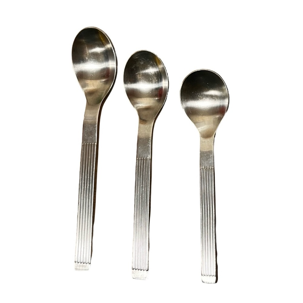 Dansk 3 Piece Spoon Set THEBE Rib Soup Table Tea Stainless Steel